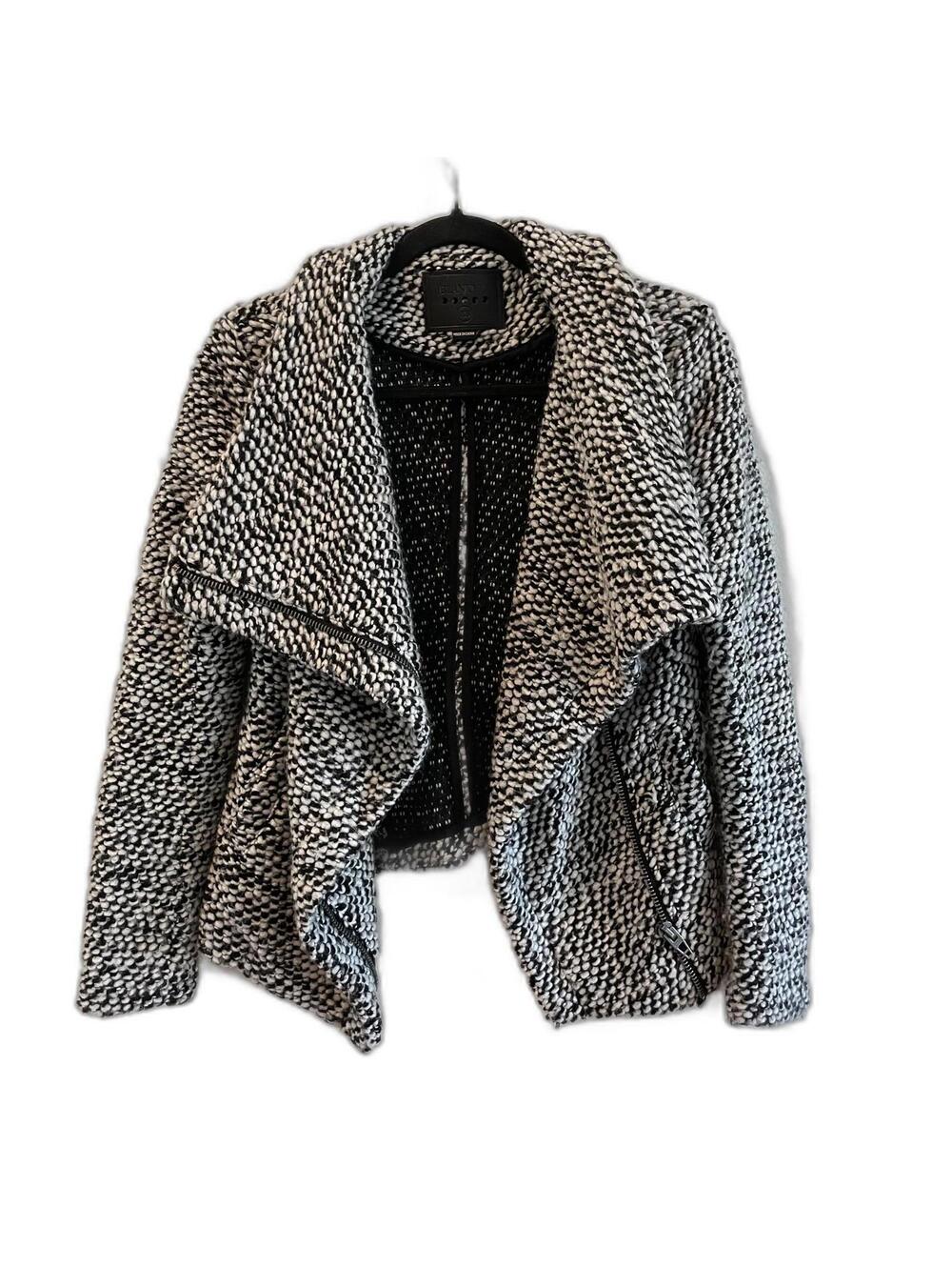 Chic Black and White Knit Shawl Cardigan by [BLANK NYC]